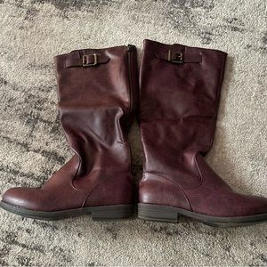 Worn once! Dark red knee high boots